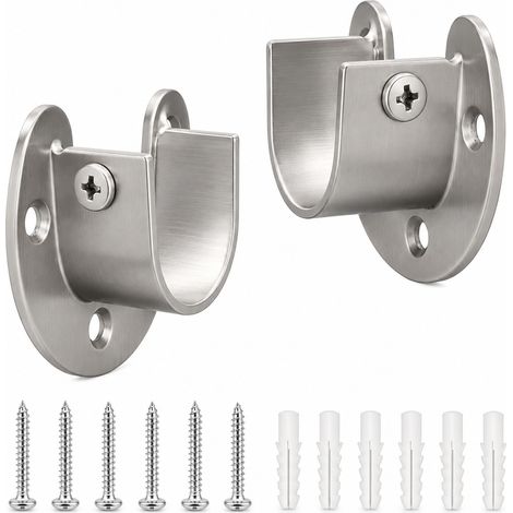 Lot de 2 supports de tringle à vêtements ouverts en métal argenté pour