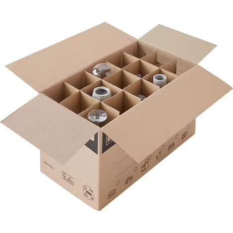 Pack and Move - Lot 17 croisillons de calage déménagement avec carton - Pour 255 verres et bouteilles - 60 x 30 x 30 cm - Carton renforcé (1/2)