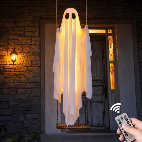 Grandes décorations d'Halloween à DEL d'extérieur – Grande décoration d'Halloween à suspendre avec guirlande lumineuse – Décorations effrayantes pour porche, cour, arbre (1/5)