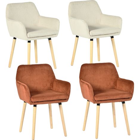 Lot de 4 chaises de salle à manger velours côtelé scandinave, ELIA (1/5)