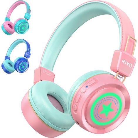 Casque Bluetooth sans Fil Enfant Casque Audio Enfant avec Lumières LED Bluetooth 5.0 Stéréo Ecouteurs Enfants Limite de Volume 94dB Réglable Pliable pour École/Voyage/PC/Tablet/Kindle (1/5)