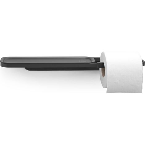 Brabantia - Mindset Portarotolo Carta Igienica con Mensola - Resistente alla Corrosione - Montaggio a Parete - Accessorio Bagno - Materiale di Fissaggio Incluso - Infinite Grey - 5 x 9 x 42 cm (1/5)