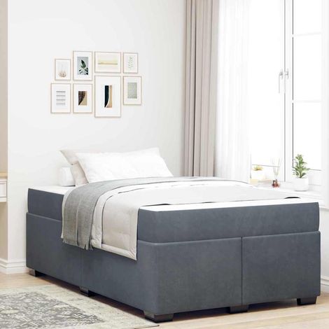 vidaXL Estructura de cama con colchón Gris oscuro 120 x 190 cm tela (1/5)