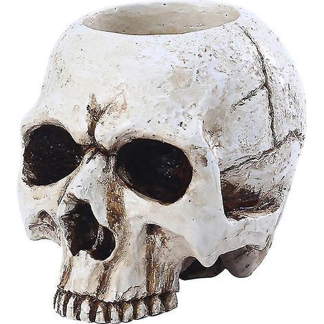 1 bougeoir en résine en forme de crâne pour décoration d'Halloween (1/3)