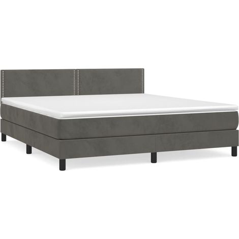 Maison Exclusive - Cama box spring con colchón terciopelo gris os (1/5)