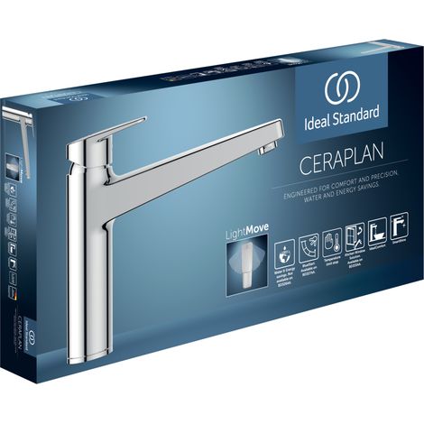 Ideal Standard Grifo de cocina Ceraplan c.salida alta Salida 210mm Montaje bajo ventana Cromado, BD333AA (1/2)