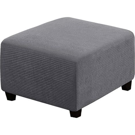 Housses De Pouf CarréEs, Housse De Tabouret en Tissu Jacquard éPais Extensible Amovible Et Lavable, Housse De Protection Souple avec éLastique en Bas pour Poufs De Rangement(Gris foncé) (1/5)