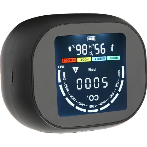 Détecteur de CO2, thermomètre infrarouge, hygromètre avec batterie intégrée – Appareil de mesure de dioxyde de carbone et température (1/5)
