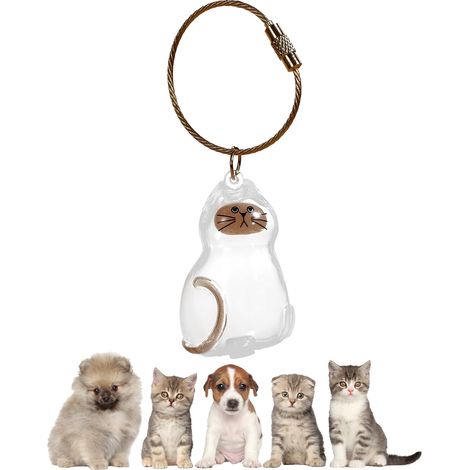 Porte-clés de rangement pour poils d'animaux, contenant transparent en forme de chien pour les poils de chat, pendentif mignon pour clés, idéal pour les amoureux des animaux