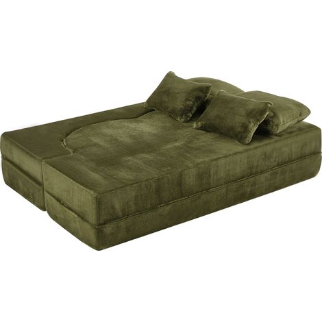 GagaCanapé-lit modulaire chenille 2 places gris clair ottomane mobile (1/5)