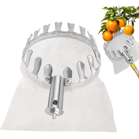 Cueille-fruits en métal avec sac en nylon, cueille-pommes, cueille-fruits portable, accessoire de jardinage pour la récolte des pommes, Ø 15 cm (1/5)