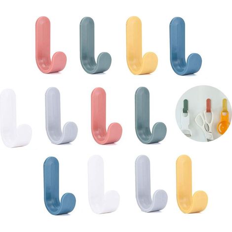 12-teiliges Handtuchhaken-Set, Badezimmer-Handtuchhaken, Garderobenständer für Küche/Büro, Wandhaken für Kinder, Wandhaken aus Kunststoff (1/5)