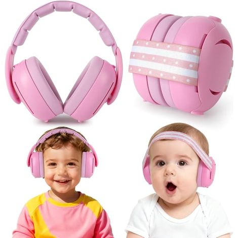 Casque antibruit bébé 2 en 1 - Deux modes, rose (1/5)