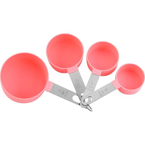 Tasses à mesurer empilables avec poignées en acier inoxydable pour mesurer les ingrédients secs et liquides (rose) (1/5)