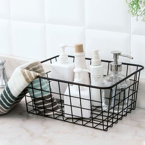 Panier de Rangement Fil Métal pour Maison et Décoration - Structure en Acier Durable, Dimensions: 27x20x12cm, 1 Pièce pour Cuisine, Réfrigérateur, Salle de Bain et Bureau (1/5)