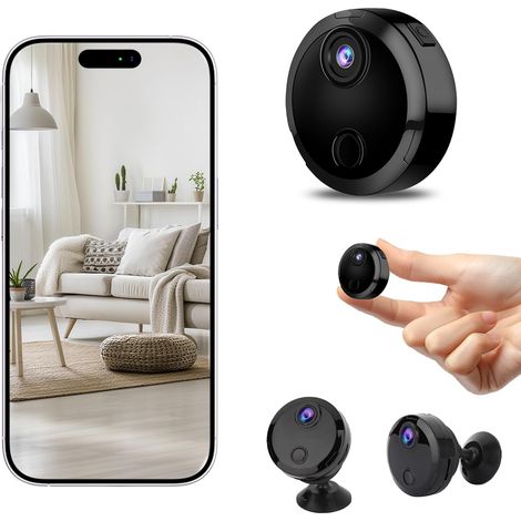 JSSEVN-Mini cámara de vigilancia WiFi 1080P para interiores, cámara inalámbrica para interiores y exteriores con WiFi de 2.4 GHz, visión nocturna y detección de movimiento.