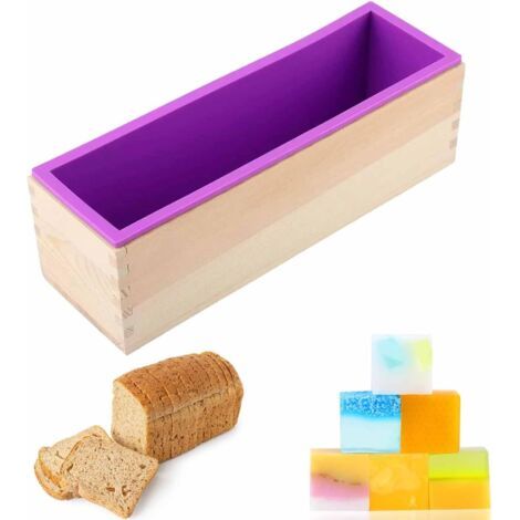 Moule à savon, Bois moule savon, 1200ML, silicone rectangulaire, convient pour faire desserts, chocolat, gelée, pain, gâteaux