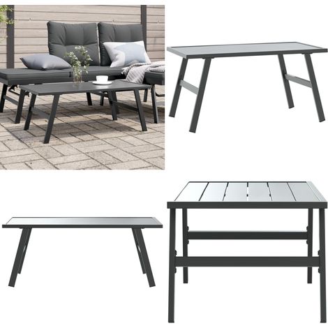 Garten-Couchtisch Schwarz 90x45x35 cm Pulverbeschichteter Stahl - Gartencouchtisch - Esszimmertisch - Außentisch - Balkontisch - Terrasse - Home & Living