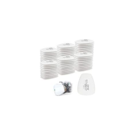Lot de 60 filtres en coton 3M, filtre pour masque complet, filtre à insertion 5n11 CN, filtre en coton pour filtres 6000, 6200, 6800, 7501, 7502, FF402 (blanc) (1/4)