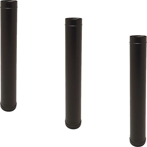Lot de 3 TDI Conduit concentrique en acier inoxydable polycombustible Noir longueur 100 cm Ø80-125