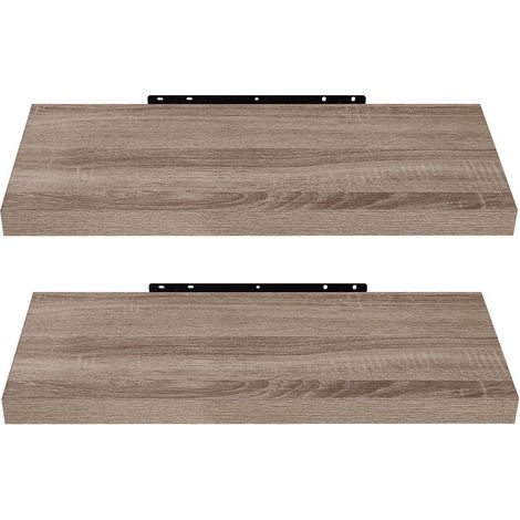 Étagères murales, 60 cm, MDF couleur café clair, lot de 2 étagères flottantes décoratives, pour salon, chambre, salle de bain, couloir (1/5)