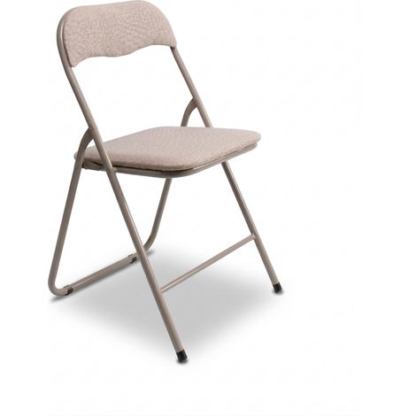 ORION91oficial® Folding Chair – Beige Padded Fabric, 44x46x79 cm, Durable Metal Frame, Compact and Lightweight for Home and Office Use, Perfect for Events and Small Spaces (1/5)