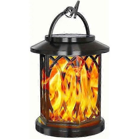 Lampe solaire LED à effet flamme créative avec pince, étanche IP65, applique murale extérieure pour jardin et décoration. (1/5)