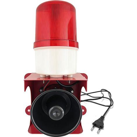 Sirène D'alarme Industrielle, 120 DB avec Lumière Stroboscopique, IP65, Lampe LED Industrielle, Convient pour Une Utilisation Intérieure et Extérieure, Mine, Pierre, Cour de Sable (Prise EU 220 V) (1/5)