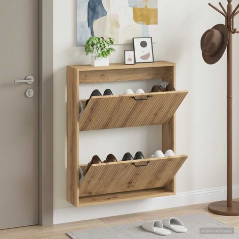 vidaXL Wall-Mounted Shoe Cabinet HOORN 71 x 17 x 86 cm Engineered Wood (1/5)