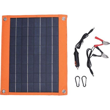 Panneau solaire USB A C, sorties 20W, charge avec béquille, allume-cigare, pince de batterie, pour la maison, le Camping et l'extérieur