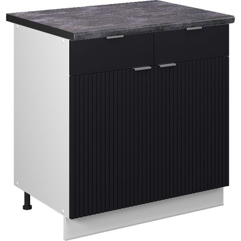 Meuble cuisine Fame-Line, Noir rayé, 80 cm , PT Anthracite, Vicco (1/5)