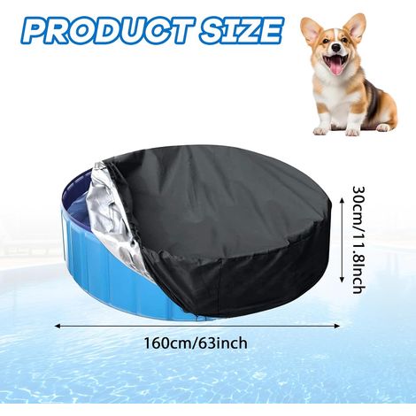 Telo di copertura per piscina per cani, 160 x 30 cm, impermeabile e antipolvere, bordi rinforzati, protezione UV, robusto e durevole, adatto a giardini e terrazze. (1/4)