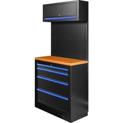 JBM SERIE526 Composizione arredo officina con armadio a 4 cassetti - Blu