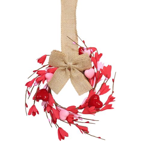 Guirlande Porte Saint-Valentin - Cœur Artificiel et Baies - Décoration Intérieure pour Porte d'Entrée, Fenêtre, Armoire ou Mur - 28 cm - 1 Pièce (1/5)