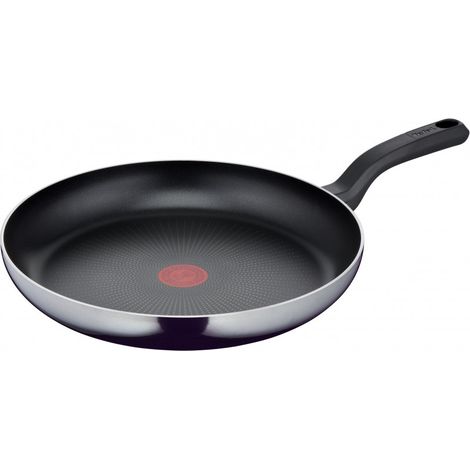 Tefal D52608 Poêle à frire résistante 32 cm en titane avec revêtement anti-adhésif et indicateur de température Thermo-Signal Nettoyage facile Technologie Flame Protect Noir