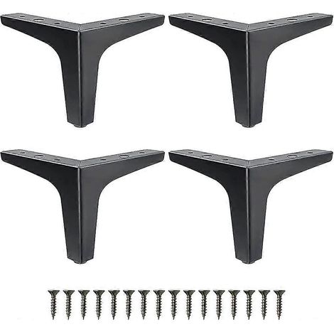 Ensemble de 4 pieds de meubles en métal noir mat pour canapé, 15 cm (6 pouces), cadeau élégant. (1/5)