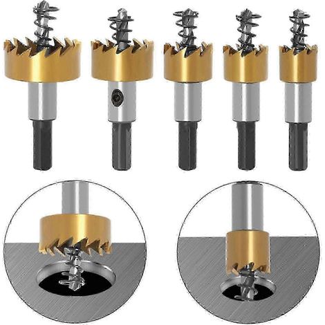 Élargisseur de trous en acier rapide, jeu de 5 pièces avec revêtement en titane antirouille, outils de perçage pour métal et bois de 16 à 30 mm (1/5)