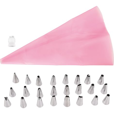 24 pièces embouts à pâtisserie en acier inoxydable, embouts à décorer pour gâteaux, accessoires de cuisine rose (1/5)