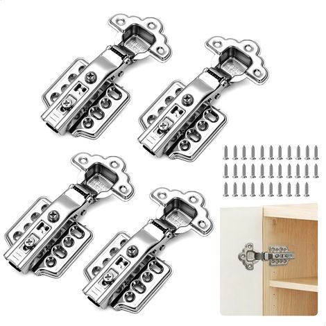 Lot de 4 Charniere Porte Placard, Charniere Invisible, Recouvrante Charnières pour Placards, Charnière Porte Lourde, Angle d'ouverture 110 ° avec Amortisseur Armoire et Meuble (1/5)