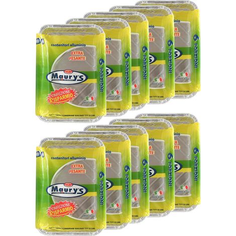 MAURY'S SET DA 10 CONTENITORI RETTANGOLARI IN ALLUMINIO DA 6 PORZIONI (1/4)