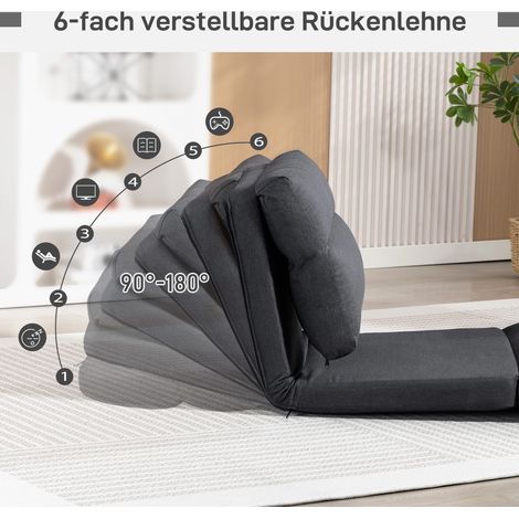Fauteuil poire avec fonction lit, dossier inclinable, pliable, jusqu'à 120kg, 70 x 72 x 56 cm, gris foncé (1/4)