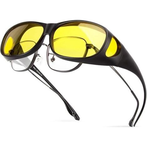 Lunettes de nuit polarisées, protection anti-reflet pour homme et femme, lunettes polarisées enveloppantes pour conduite, pêche, golf (lentille de vision nocturne) (1/3)