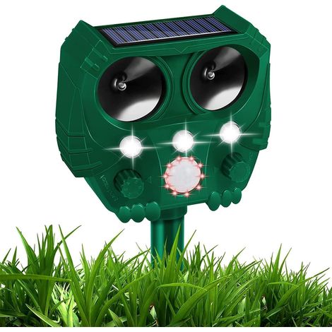 Repellente solare per gatti, repellente per animali ad ultrasuoni, repellente impermeabile per gatti con sensore di movimento PIR e 5 modalità di impostazione, repellente per volpi per cortile