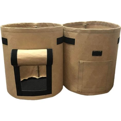 Sac de Plantation pour Balcon et Jardin, Pot de Culture pour Légumes et Pommes de Terre, Hauteur 35 cm, Brun