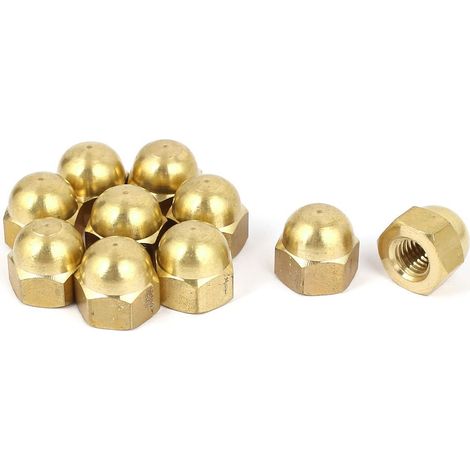10pcs Écrou Borgne Laiton M8 Hexagonal Dôme Clou Décoratif pour Vis Boulon
