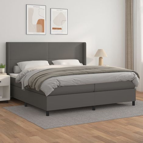 Boxspringbett mit Matratze Grau 200x200 cm Kunstleder (1/5)