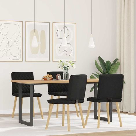 Chaises à manger Chaise de cuisine lot de 4 noir tissu (1/5)
