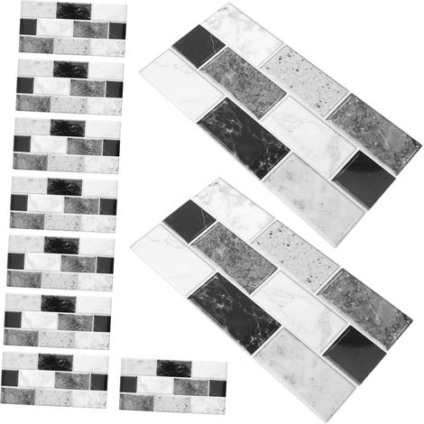 10 Feuilles Carrelage Autocollant Stickers Muraux Imperméables et Auto (1/5)
