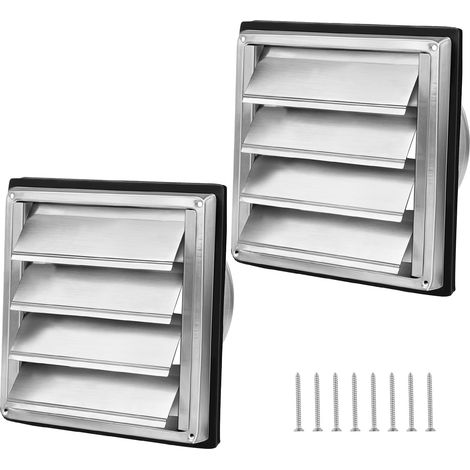 2 Pièces Grille de ventilation, Acier inoxydable, Clapet anti-retour, Lamelles mobiles, Intérieur et extérieur (1/5)