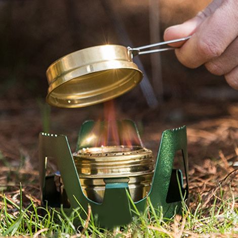 Réchaud de camping compact à alcool, léger pour randonnée et pique-nique (vert)